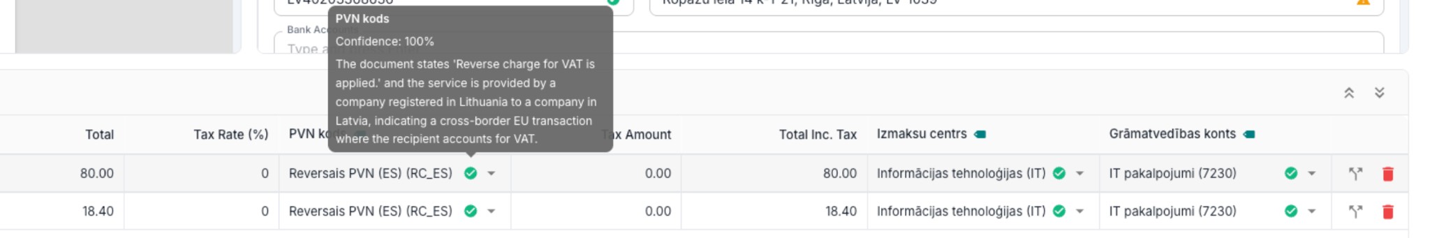 Finpilo — AI assigns VAT codes, cost centers and accounts with confidence reasoning
